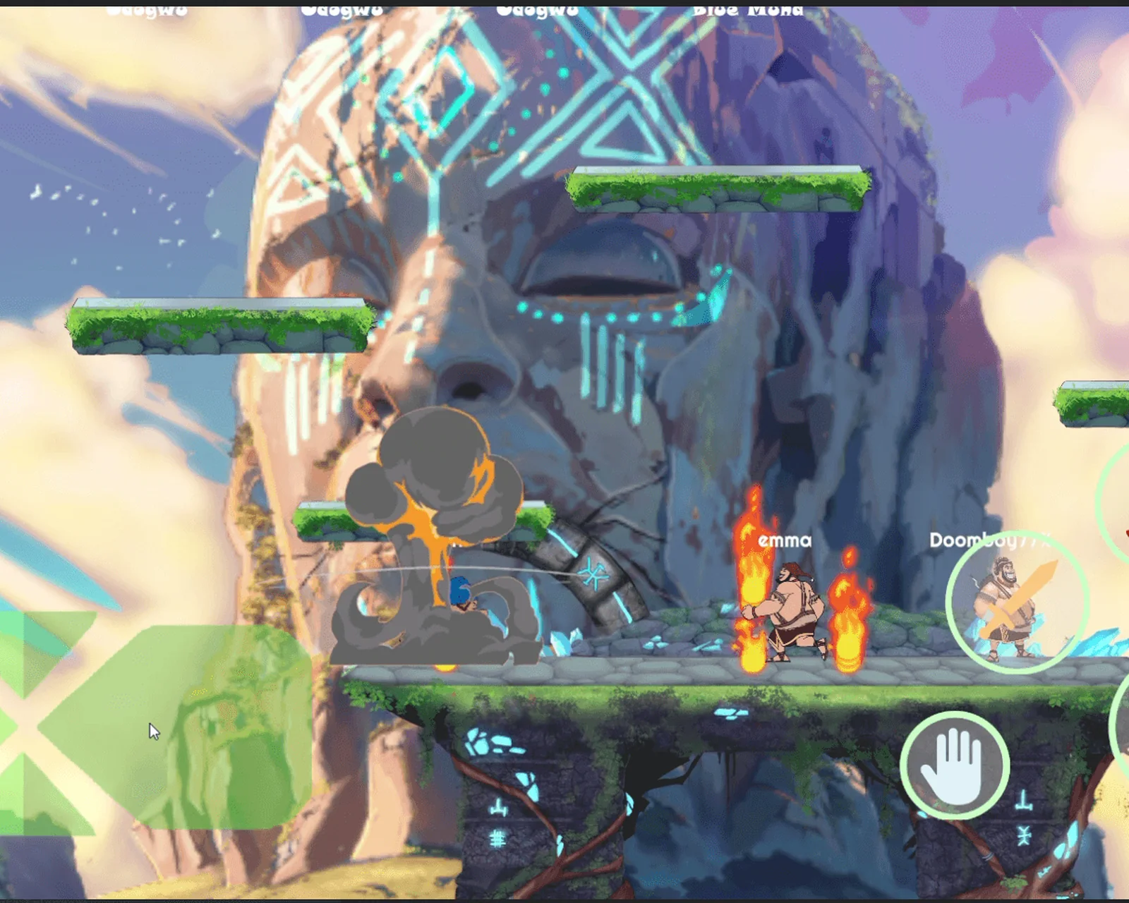 In-game: a Warlordes level running on mobile.